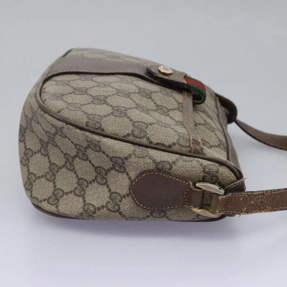 GUCCI Micro GG Supreme Web Sherry Line Shoulder Bag PVC Beige gold Auth 110383 - Picture 6 of 16